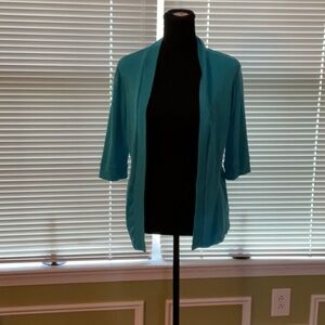 RAFAELLA Teal Cardigan.3/4 length sleeves. Size Small. Like new
